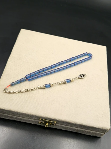 Ateş Kehribar Bilek Boy Tespih 4,5x7 mm Alpaka Püsküllü Özel Tasarım No:12 ürün görseli 1