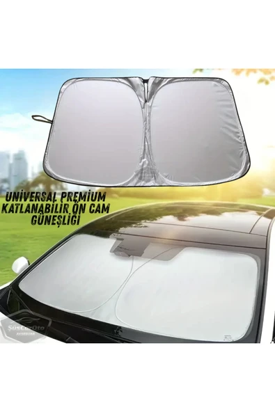 Premium Katlanır Oto Ön Arka Cam Güneşliği Metalize Isı Yalıtımlı Çantalı 150x70cm ürün görseli 1