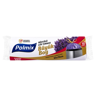 Polmıx Büzgülü Büyük Boy Çöp Poşeti Lavanta (8'li Paket) ürün görseli 1