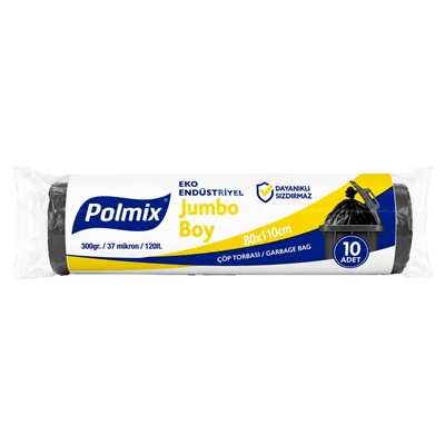 Polmix 300 Gr Eko Endüstriyel Jumbo Boy Çöp Poşeti 80*110 Cm Rulo Siyah (6'li Paket) ürün görseli 1