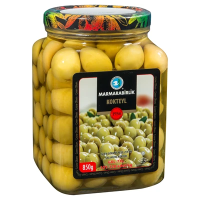 MARMARABİRLİK 101-120 Kalibre Kokteyl Yeşil Zeytin 850 Gr (8'li Paket) ürün görseli 1