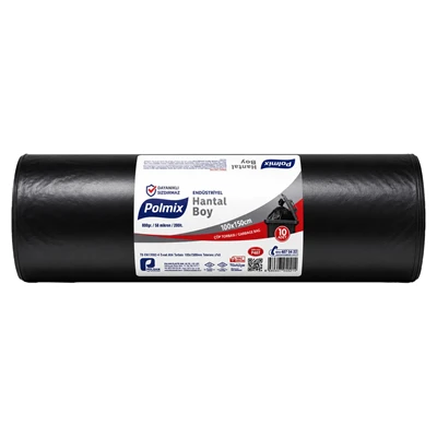 Polmix 800 Gr Endüstriyel Hantal Boy Çöp Poşeti 100*150 Cm Siyah (8'li Paket) ürün görseli 1