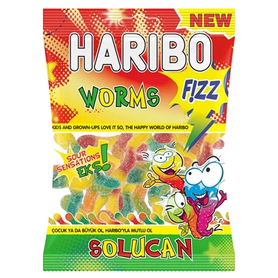 HARIBO Yumuşak Şeker 80 G Fızz Solucan (8'li Paket) ürün görseli 1