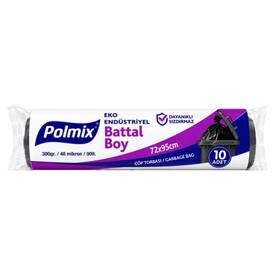 Polmix 300 Gr Eko Endüstriyel Battal Boy Çöp Poşeti 72*95 Cm Rulo Siyah (2'li Paket) ürün görseli 1