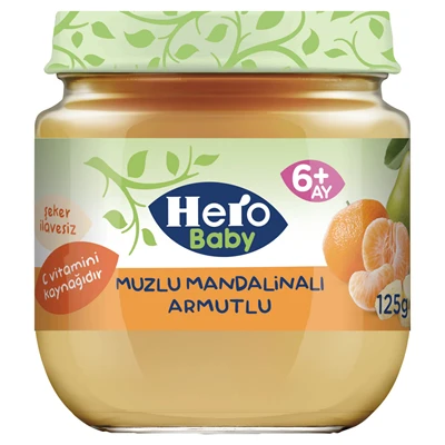 Hero Baby Kavanoz Mama 125 G Muz&Mandalina&Armut (7'li Paket) ürün görseli 1