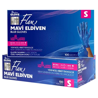 Flex Tpe Mavi Eldiven 100 Adet Small (7'li Paket) ürün görseli 1