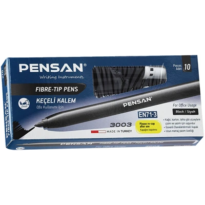 PENSAN 3003 Keçeli Kalem 10Lu Siyah (6'li Paket) ürün görseli 1