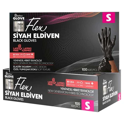 Flex Tpe Siyah Eldiven 100 Adet Small (3'li Paket) ürün görseli 1