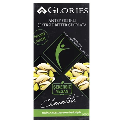 GLORIES Tablet Çikolata 100G Antep Fıstık-Bitter (8'li Paket) ürün görseli 1