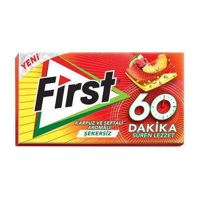 First 60 Dakika Sakız 27 G Karpuz&Şeftali (8'li Paket) ürün görseli 1