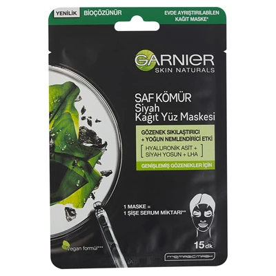GARNIER Kağıt Yüz Maskesi Siyah Yosun (8'li Paket) ürün görseli 1