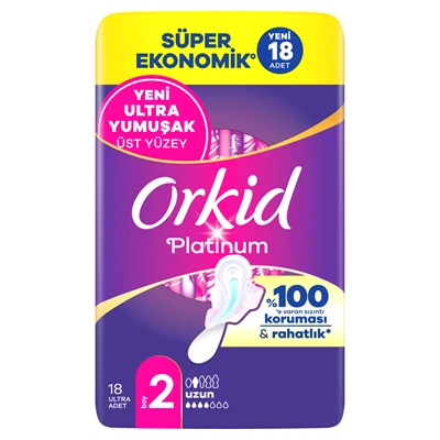 Orkid Platınum Hijyenik Ped Dörtlü Uzun 18 (5'li Paket) ürün görseli 1