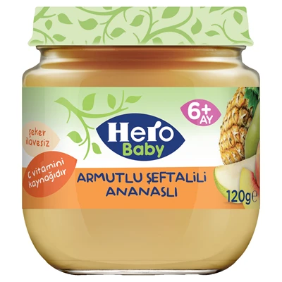 Hero Baby Kavanoz Mama Armut&Ananas&Şeftali (6'li Paket) ürün görseli 1