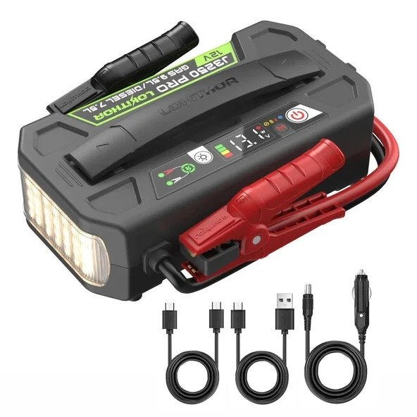 Lokithor J3250PRO 12V 3250Amp LiFePO4 Akıllı Akü Takviye + Powerbank + Led Lamba ürün görseli 1