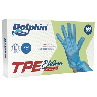 Dolphin Tpe Eldiven Mavi 100Lü Large (8'li Paket) ürün görseli 1