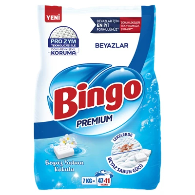 Bingo Premıum Çamaşır Deterjanı 7 Kg Beyaz (8'li Paket) ürün görseli 1