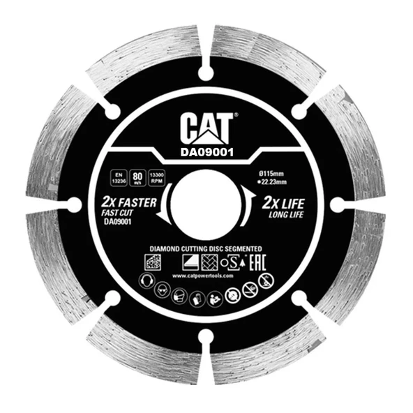CAT DA09001 115mm Profesyonel Beton, Tuğla, Parke Taşı Elmas Kesme Diski (Soketli, Aralıklı Kenar) ürün görseli 1