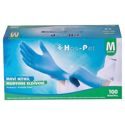 Haspet Pudrasız Mavi Nitril Muayene Eldiveni Medium (8'li Paket) ürün görseli 1