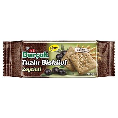 ETİ Burçak Bisküvi 18 X 91 G Zeytinli (4'li Paket) ürün görseli 1