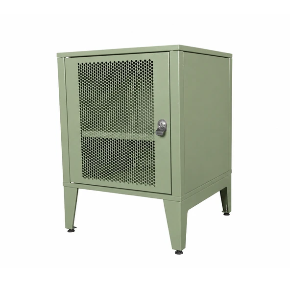 Alfafonet Ziglat Serisi Kilitli Metal Home Office Dolabı %70 Perfore Kapaklı Yeşil 450x600x450 mm ürün görseli 1