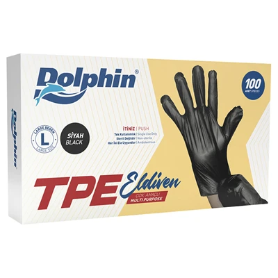 Dolphin Tpe Eldiven Siyah 100Lü Large (4'li Paket) ürün görseli 1