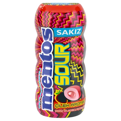 Mentos Draje Sakız 30 G Ekşi Çilek aromalı (8'li Paket) ürün görseli 1