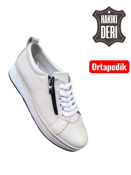 Viyolas Hakiki Deri Kadın Ayakkabısı Fermuarlı - Resim 3