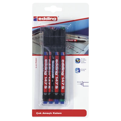 edding 360Xl Beyaz Tahta Kalemi 4Lü Siyah (2'li Paket) ürün görseli 1