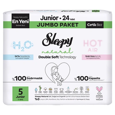Sleepy Natural Double Jumbo Bebek Bezi Junior 24 Adet (7'li Paket) ürün görseli 1