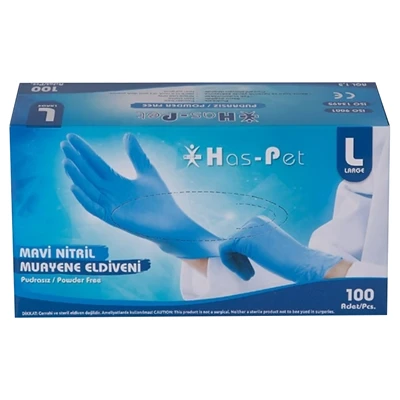 Haspet Pudrasız Mavi Nitril Muayene Eldiveni Large (7'li Paket) ürün görseli 1