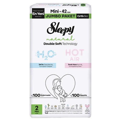 Sleepy Natural Double Jumbo Bebek Bezi Mini 42 Adet (3'li Paket) ürün görseli 1