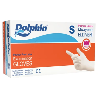 Dolphin Lateks Muayene Eldiveni Pudrasız 100 Adet Beyaz S (6'li Paket) ürün görseli 1