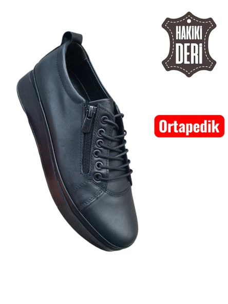 Viyolas Hakiki Deri Kadın Ayakkabısı Fermuarlı - Resim 6