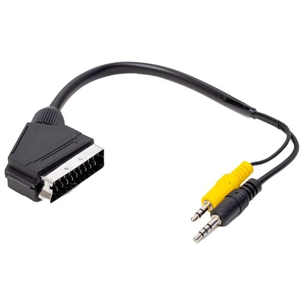 Uydu Alıcısı AV Kablo 3.5 Mm Stereo Erkek-Scart Kablo 35 Cm Uzun-Kısa Jack Bir Arada ürün görseli 1