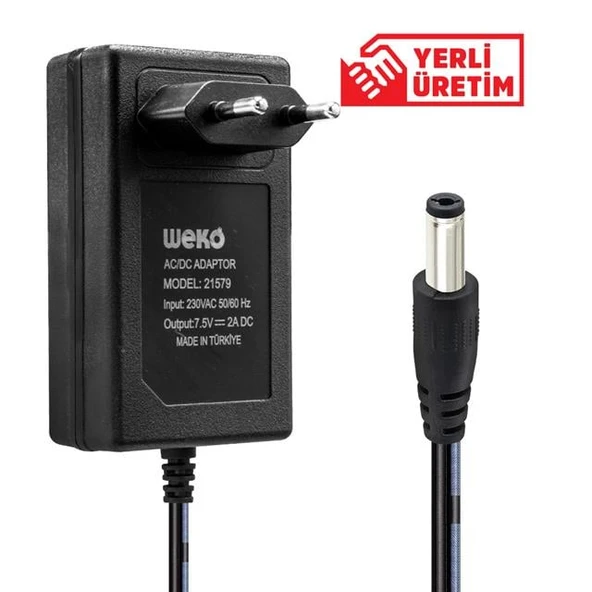 Weko 7.5 Volt - 2  Amper 5.5*2.5 Uçlu Yerli Üretim Priz Tipi Adaptör ürün görseli 1