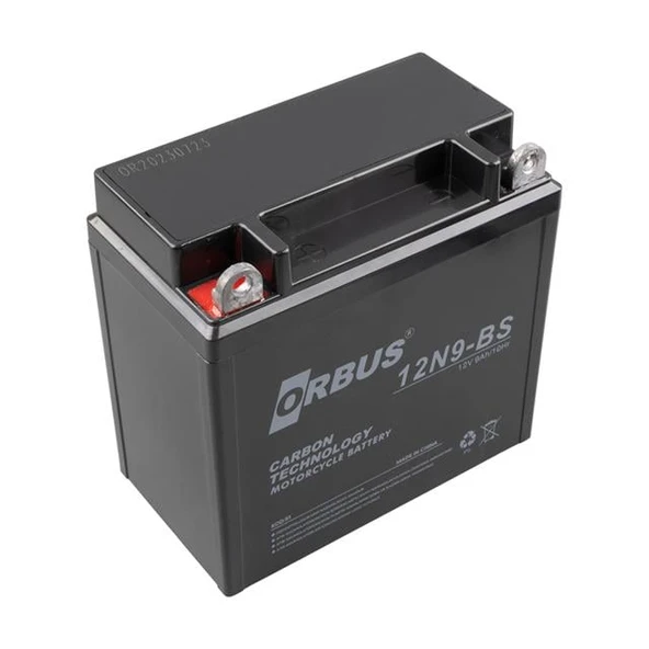 Orbus 12N9-Bs 12 V 9 Ah Asit İçinde Karbon Motosiklet Aküsü ürün görseli 1