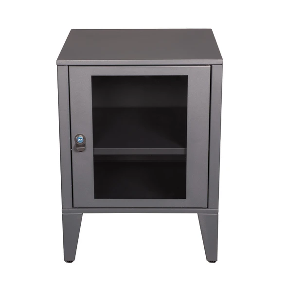 Alfafonet Ziglat Serisi Kilitli Metal Home Office Dolabı Cam Kapaklı Antrasit Gri 450x600x450 mm ürün görseli 1