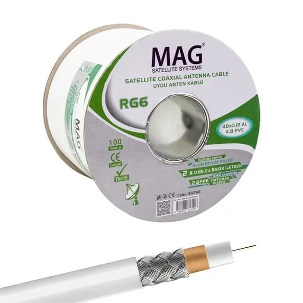 Mag Rg59 Fa Mini Dual Bitişik Kablo 100 Metre ürün görseli 1