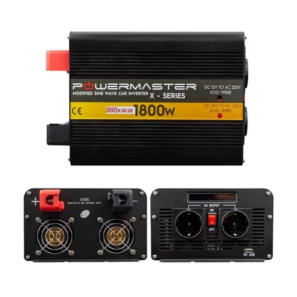 12-220V 12 Volt 1800 Watt Modified Sinus İnverter Pwr1800-12 ürün görseli 1