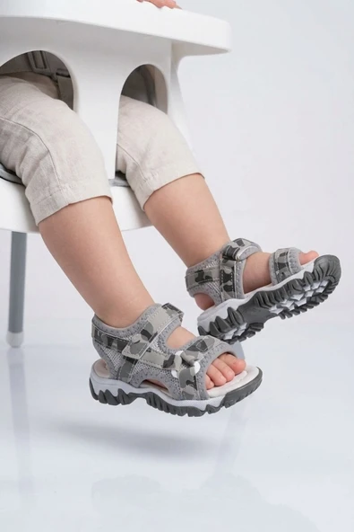 Arzen Gri-Kamuflaj Polyester Karışımlı Çocuk Sandalet 25T104 B ürün görseli 1
