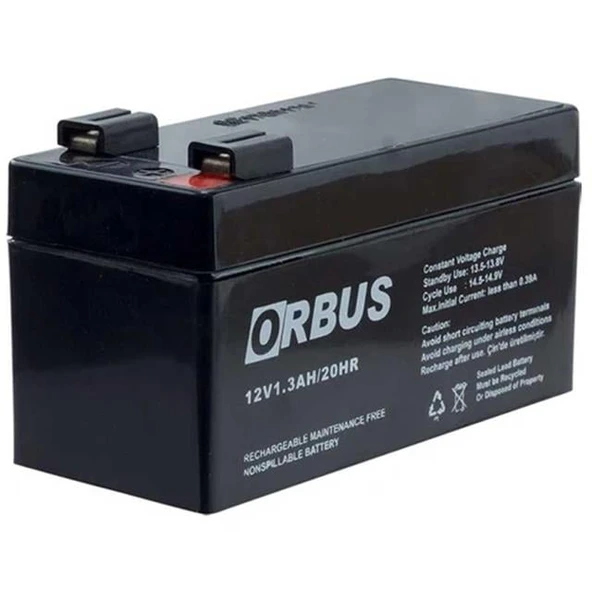 Orbus 12 Volt 1.3 Amper Kuru Akü ORB12-1.3 (96X42x52 Mm) ürün görseli 1