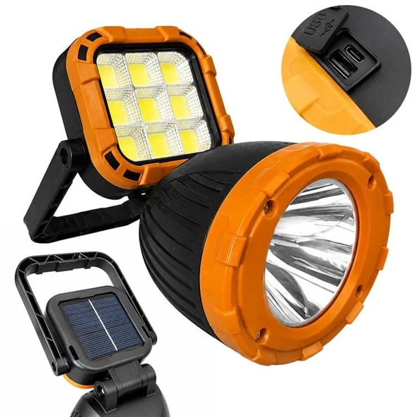 Powermaster PM-8033C 6 Modlu El Feneri Ve Işıldak Acil Durum Lambası Solar Şarjlı ürün görseli 1