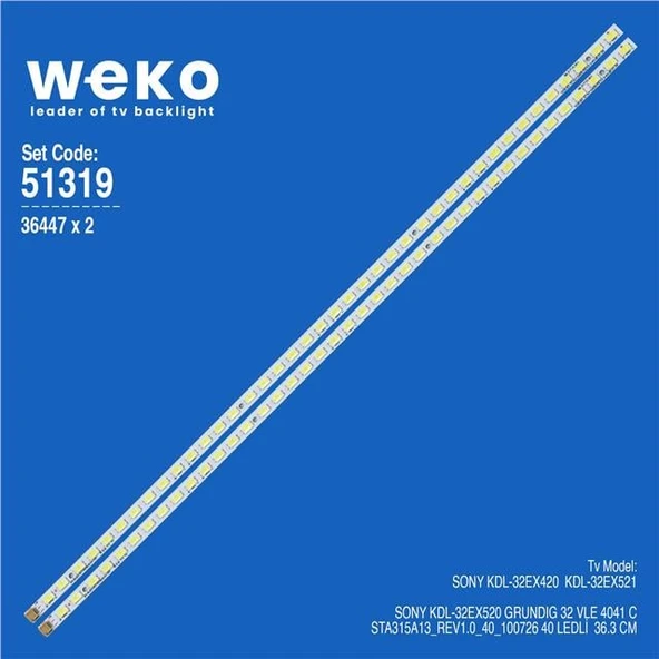 Sony KDL-32EX420 32'' 2 Adet Tv Led Bar (Tvnizi açıp içindeki led barla birebir aynısı olduğunu görmeden almayınız. Sonrasında iade ALMAMAKTAYIZ.) ürün görseli 1