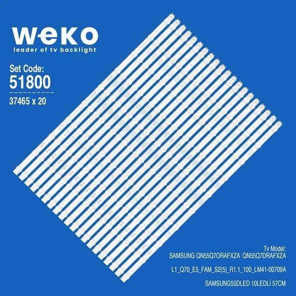 Wkset-6800 37465X20 L1_Q70_E5_Fam_S2(5)_R1.1_100_Lm41-00709A 20 Adet Led Bar (Tvnizi açıp içindeki led barla birebir aynısı olduğunu görmeden almayınız. Sonrasında iade ALMAMAKTAYIZ.) ürün görseli 1