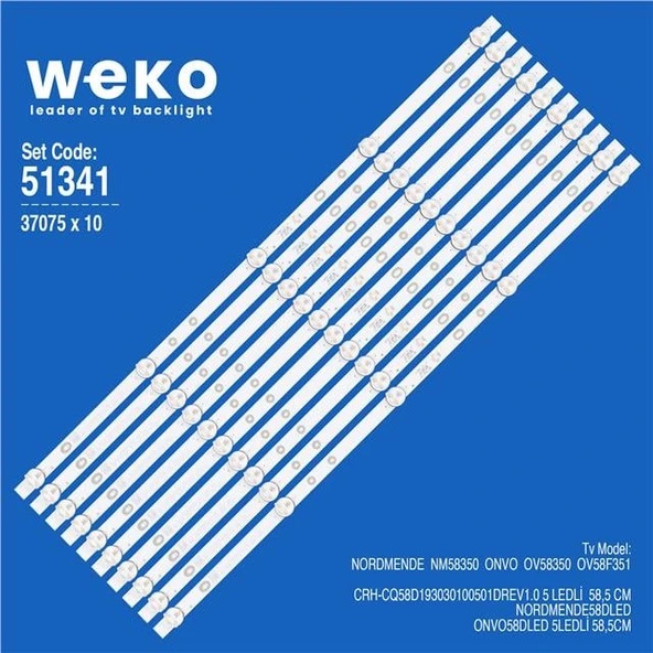 Wkset-6341 37075X10 Crh-Cq58d193030100501drev1.0  10 Adet Led Bar (Tvnizi açıp içindeki led barla birebir aynısı olduğunu görmeden almayınız. Sonrasında iade ALMAMAKTAYIZ.) ürün görseli 1