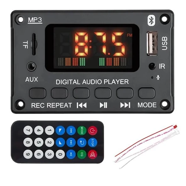 Magicvoice MV-15560 Bluetooth/USB/TF/AUX MP3 Dekoder Modül 5W+5W Stereo Amfili Dijital Ekranlı ürün görseli 1