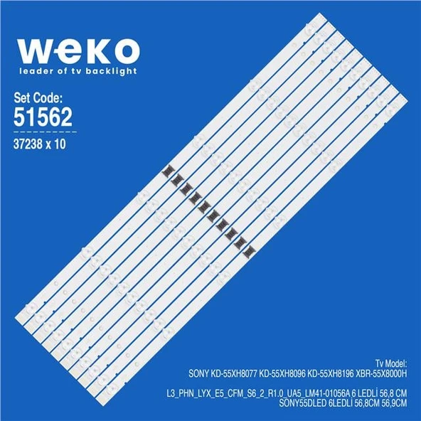 Wkset-6562 37238X10 L3_Phn_Lyx_E5_Cfm_S6_2_R1.0_Ua5_Lm41-01056A  10 Adet Led Bar (Tvnizi açıp içindeki led barla birebir aynısı olduğunu görmeden almayınız. Sonrasında iade ALMAMAKTAYIZ.) ürün görseli 1