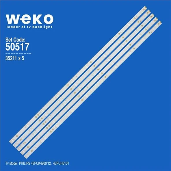 Wkset-5517 35211X5 Gj-2K15-430-D510-17.8Mm-V4(Pıtch 88.5Mm) 5 Adet Led Bar (Tvnizi açıp içindeki led barla birebir aynısı olduğunu görmeden almayınız. Sonrasında iade ALMAMAKTAYIZ.) ürün görseli 1