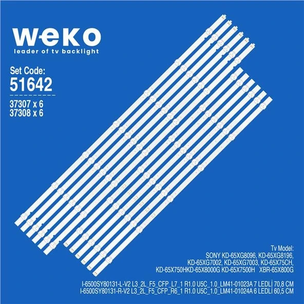Sony XBR-65X800G 65'' 12 Adet Tv Led Bar (Tvnizi açıp içindeki led barla birebir aynısı olduğunu görmeden almayınız. Sonrasında iade ALMAMAKTAYIZ.) ürün görseli 1