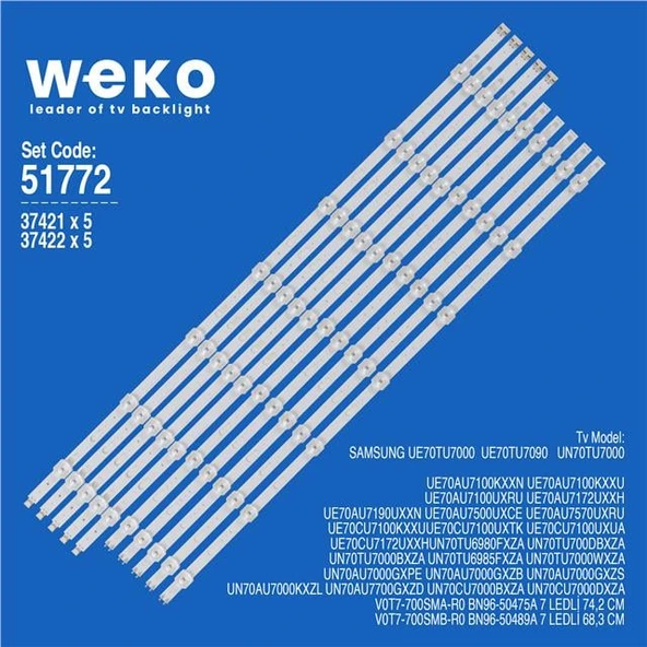 Samsung UN70TU700DBXZA 70'' 10 Adet Tv Led Bar (Tvnizi açıp içindeki led barla birebir aynısı olduğunu görmeden almayınız. Sonrasında iade ALMAMAKTAYIZ.) ürün görseli 1